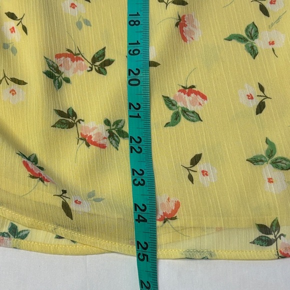 💛 LOFT Yellow Floral Ruffle Sleeveless Lined Top Women Small Flowy 💛 - Picture 14 of 15